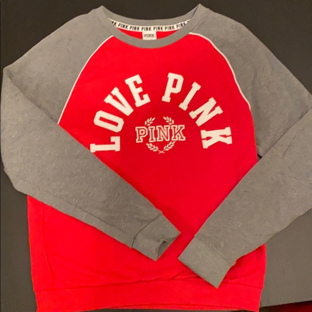 Love PINK French terry sweatshirt red/gray large